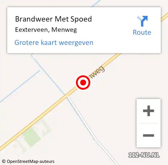 Locatie op kaart van de 112 melding: Brandweer Met Spoed Naar Eexterveen, Menweg op 3 augustus 2015 18:24