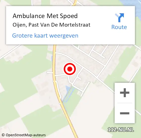 Locatie op kaart van de 112 melding: Ambulance Met Spoed Naar Oijen, Past Van De Mortelstraat op 3 augustus 2015 18:32