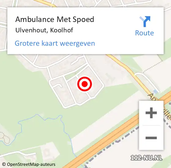 Locatie op kaart van de 112 melding: Ambulance Met Spoed Naar Ulvenhout, Koolhof op 3 augustus 2015 18:46