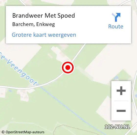 Locatie op kaart van de 112 melding: Brandweer Met Spoed Naar Barchem, Enkweg op 3 augustus 2015 20:57