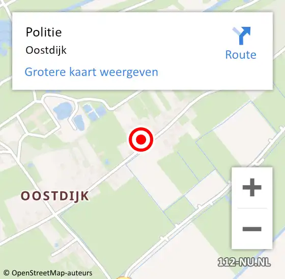 Locatie op kaart van de 112 melding: Politie Oostdijk op 3 augustus 2015 21:40
