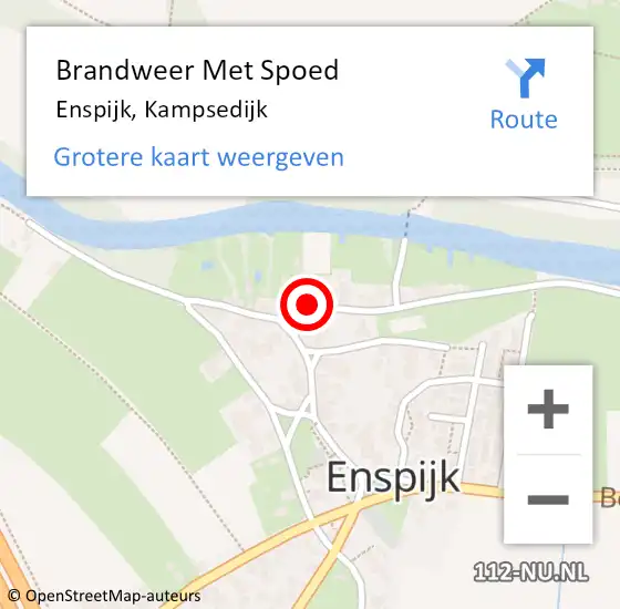 Locatie op kaart van de 112 melding: Brandweer Met Spoed Naar Enspijk, Kampsedijk op 3 augustus 2015 21:56