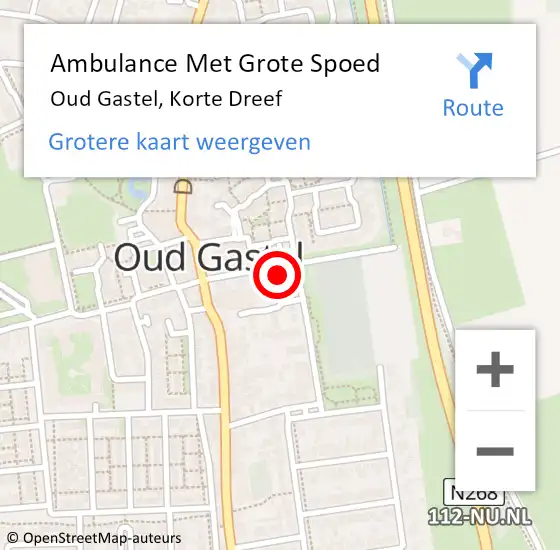 Locatie op kaart van de 112 melding: Ambulance Met Grote Spoed Naar Oud Gastel, Korte Dreef op 3 augustus 2015 22:13