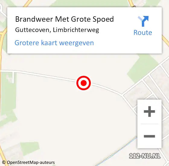 Locatie op kaart van de 112 melding: Brandweer Met Grote Spoed Naar Guttecoven, Limbrichterweg op 3 augustus 2015 22:36