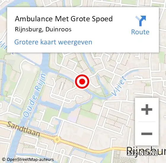 Locatie op kaart van de 112 melding: Ambulance Met Grote Spoed Naar Rijnsburg, Duinroos op 3 augustus 2015 22:38