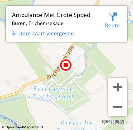 Locatie op kaart van de 112 melding: Ambulance Met Grote Spoed Naar Buren, Erichemsekade op 3 augustus 2015 22:51