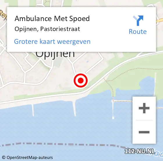 Locatie op kaart van de 112 melding: Ambulance Met Spoed Naar Opijnen, Pastoriestraat op 4 augustus 2015 00:07