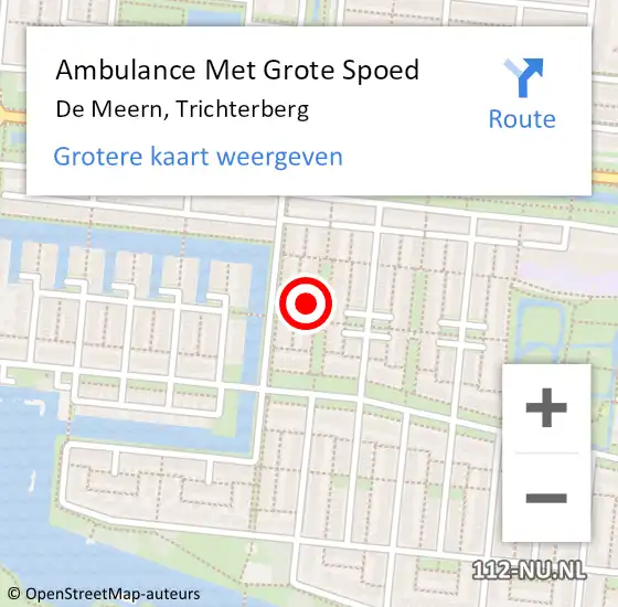 Locatie op kaart van de 112 melding: Ambulance Met Grote Spoed Naar De Meern, Trichterberg op 4 augustus 2015 00:24