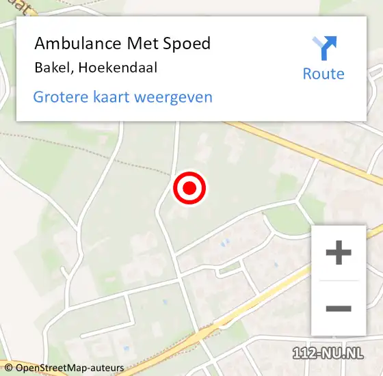 Locatie op kaart van de 112 melding: Ambulance Met Spoed Naar Bakel, Hoekendaal op 4 augustus 2015 07:56