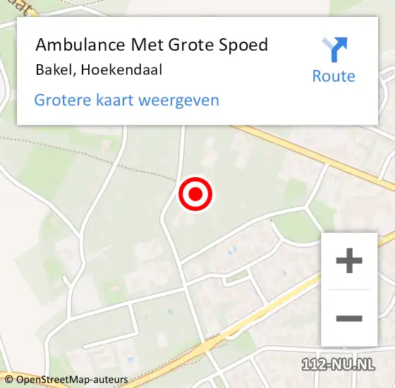 Locatie op kaart van de 112 melding: Ambulance Met Grote Spoed Naar Bakel, Hoekendaal op 4 augustus 2015 08:05