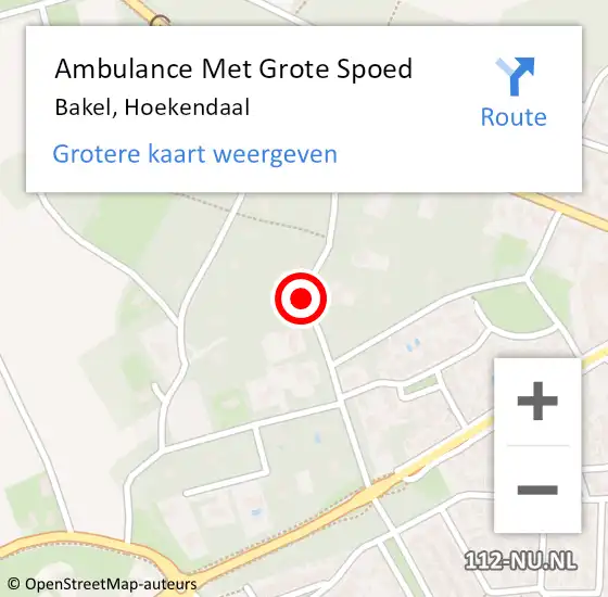 Locatie op kaart van de 112 melding: Ambulance Met Grote Spoed Naar Bakel, Hoekendaal op 4 augustus 2015 08:21