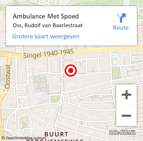 Locatie op kaart van de 112 melding: Ambulance Met Spoed Naar Oss, Rudolf van Baarlestraat op 4 augustus 2015 08:23