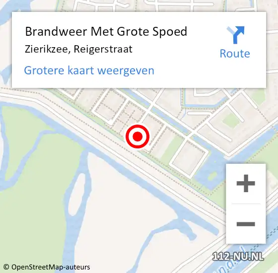 Locatie op kaart van de 112 melding: Brandweer Met Grote Spoed Naar Zierikzee, Reigerstraat op 4 augustus 2015 09:02