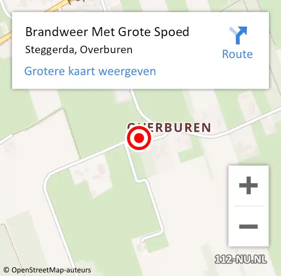 Locatie op kaart van de 112 melding: Brandweer Met Grote Spoed Naar Steggerda, Overburen op 4 augustus 2015 09:08