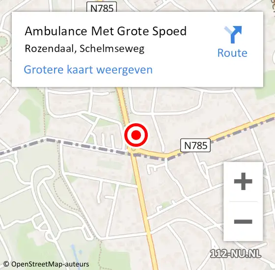 Locatie op kaart van de 112 melding: Ambulance Met Grote Spoed Naar Rozendaal, Schelmseweg op 4 augustus 2015 09:16