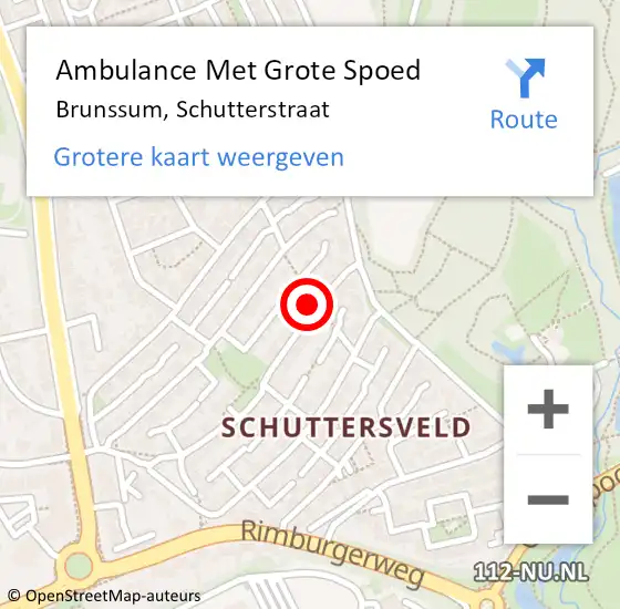 Locatie op kaart van de 112 melding: Ambulance Met Grote Spoed Naar Brunssum, Schutterstraat op 4 augustus 2015 09:30