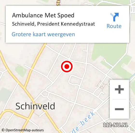Locatie op kaart van de 112 melding: Ambulance Met Spoed Naar Schinveld, President Kennedystraat op 4 augustus 2015 10:58