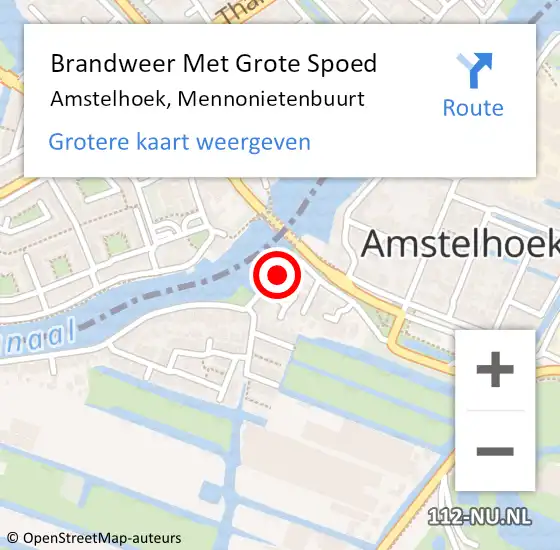 Locatie op kaart van de 112 melding: Brandweer Met Grote Spoed Naar Amstelhoek, Mennonietenbuurt op 4 augustus 2015 11:01