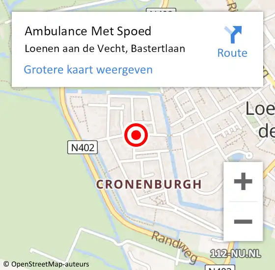 Locatie op kaart van de 112 melding: Ambulance Met Spoed Naar Loenen aan de Vecht, Bastertlaan op 4 augustus 2015 11:24