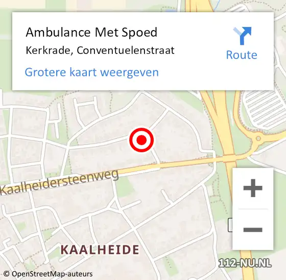 Locatie op kaart van de 112 melding: Ambulance Met Spoed Naar Kerkrade, Conventuelenstraat op 4 augustus 2015 13:13