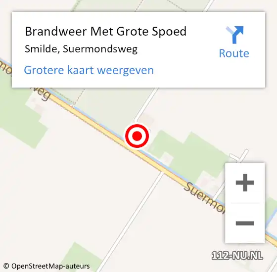 Locatie op kaart van de 112 melding: Brandweer Met Grote Spoed Naar Smilde, Suermondsweg op 4 augustus 2015 13:25