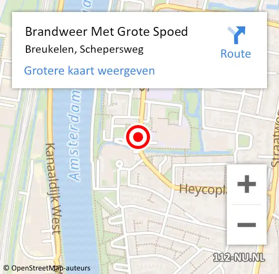 Locatie op kaart van de 112 melding: Brandweer Met Grote Spoed Naar Breukelen, Schepersweg op 4 augustus 2015 14:12