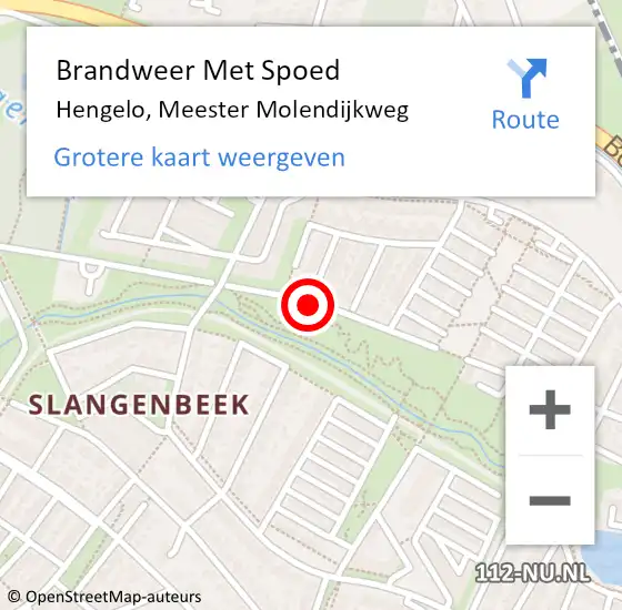 Locatie op kaart van de 112 melding: Brandweer Met Spoed Naar Hengelo, Meester Molendijkweg op 4 augustus 2015 14:26