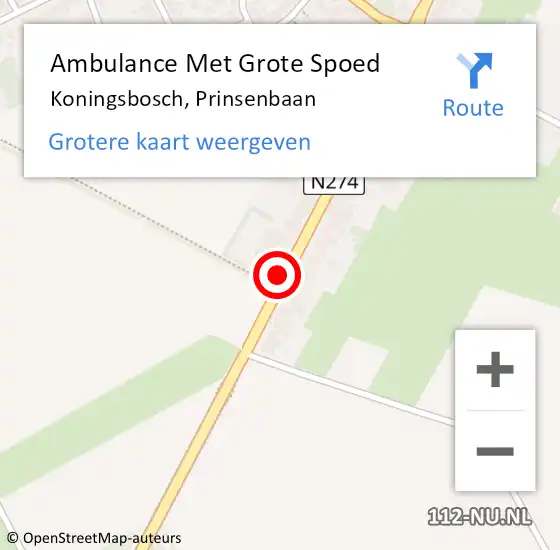 Locatie op kaart van de 112 melding: Ambulance Met Grote Spoed Naar Koningsbosch, Prinsenbaan op 4 augustus 2015 14:36