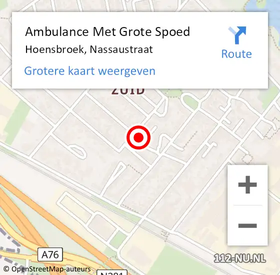 Locatie op kaart van de 112 melding: Ambulance Met Grote Spoed Naar Hoensbroek, Nassaustraat op 16 november 2013 09:30