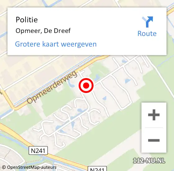 Locatie op kaart van de 112 melding: Politie Opmeer, De Dreef op 4 augustus 2015 15:54