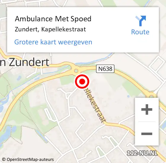 Locatie op kaart van de 112 melding: Ambulance Met Spoed Naar Zundert, Kapellekestraat op 4 augustus 2015 16:14