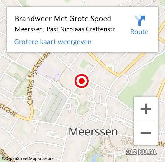 Locatie op kaart van de 112 melding: Brandweer Met Grote Spoed Naar Meerssen, Past Nicolaas Creftenstr op 4 augustus 2015 16:29