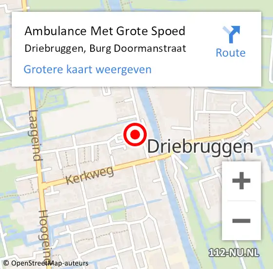 Locatie op kaart van de 112 melding: Ambulance Met Grote Spoed Naar Driebruggen, Burg Doormanstraat op 4 augustus 2015 18:08