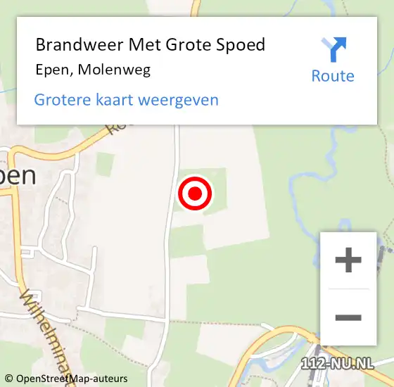 Locatie op kaart van de 112 melding: Brandweer Met Grote Spoed Naar Epen, Molenweg op 4 augustus 2015 18:34