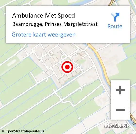 Locatie op kaart van de 112 melding: Ambulance Met Spoed Naar Baambrugge, Prinses Margrietstraat op 4 augustus 2015 18:42