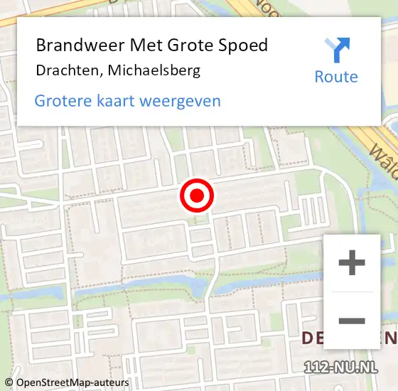 Locatie op kaart van de 112 melding: Brandweer Met Grote Spoed Naar Drachten, Michaelsberg op 4 augustus 2015 18:42