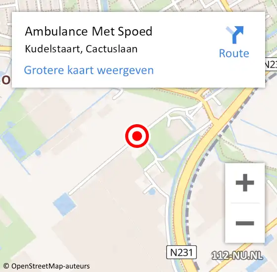 Locatie op kaart van de 112 melding: Ambulance Met Spoed Naar Kudelstaart, Cactuslaan op 4 augustus 2015 19:09