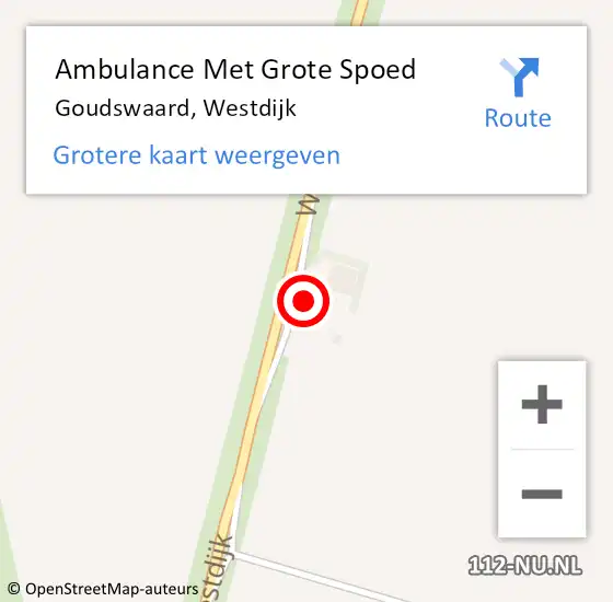 Locatie op kaart van de 112 melding: Ambulance Met Grote Spoed Naar Goudswaard, Westdijk op 16 november 2013 10:01