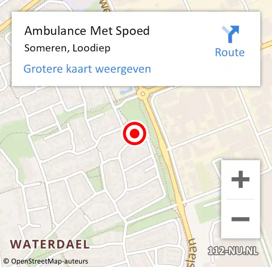 Locatie op kaart van de 112 melding: Ambulance Met Spoed Naar Someren, Loodiep op 4 augustus 2015 19:40