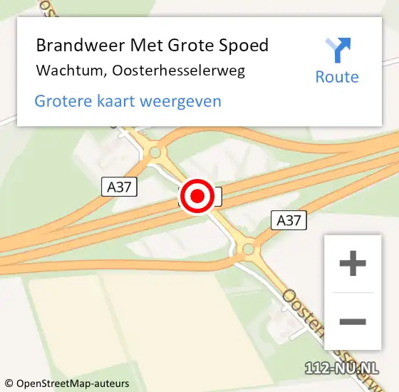 Locatie op kaart van de 112 melding: Brandweer Met Grote Spoed Naar Wachtum, Oosterhesselerweg op 16 november 2013 10:14