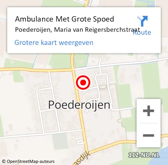 Locatie op kaart van de 112 melding: Ambulance Met Grote Spoed Naar Poederoijen, Maria van Reigersberchstraat op 4 augustus 2015 22:33