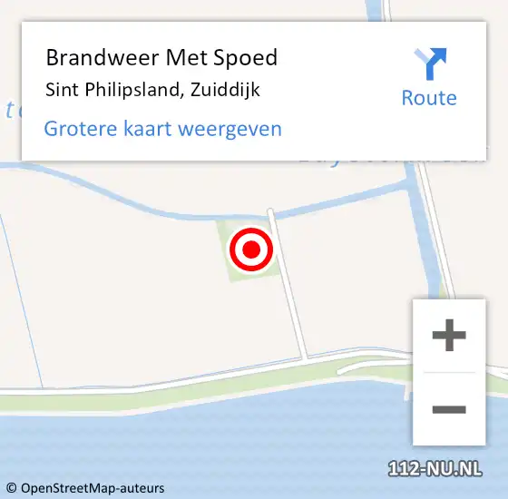 Locatie op kaart van de 112 melding: Brandweer Met Spoed Naar Sint Philipsland, Zuiddijk op 4 augustus 2015 23:06