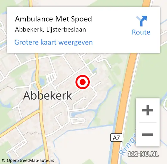 Locatie op kaart van de 112 melding: Ambulance Met Spoed Naar Abbekerk, Lijsterbeslaan op 4 augustus 2015 23:41