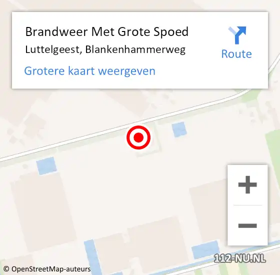 Locatie op kaart van de 112 melding: Brandweer Met Grote Spoed Naar Luttelgeest, Blankenhammerweg op 5 augustus 2015 04:13