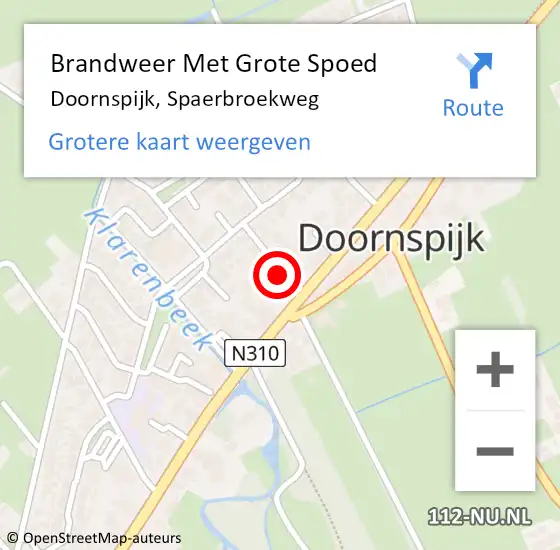 Locatie op kaart van de 112 melding: Brandweer Met Grote Spoed Naar Doornspijk, Spaerbroekweg op 5 augustus 2015 04:51