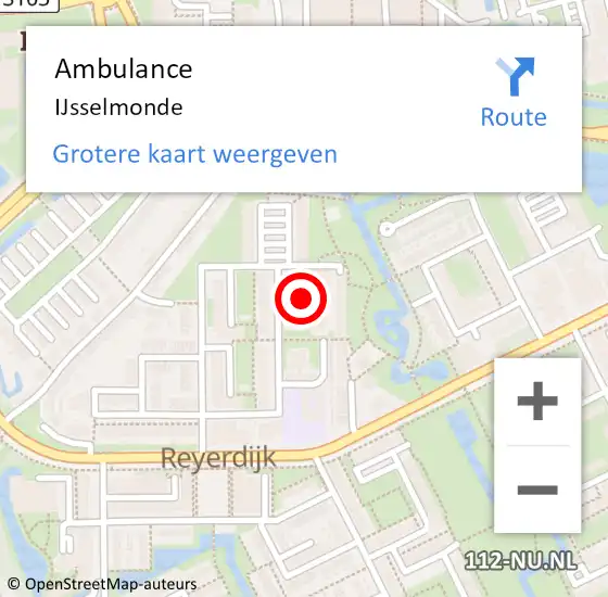 Locatie op kaart van de 112 melding: Ambulance IJsselmonde op 5 augustus 2015 09:29