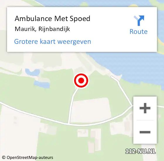 Locatie op kaart van de 112 melding: Ambulance Met Spoed Naar Maurik, Rijnbandijk op 5 augustus 2015 10:30