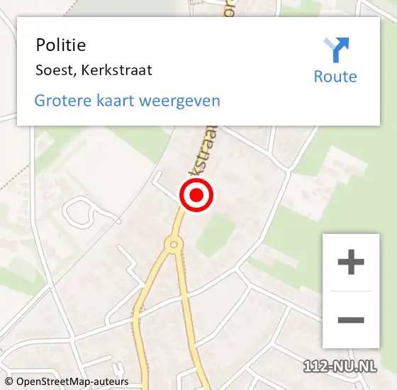 Locatie op kaart van de 112 melding: Politie Soest, Kerkstraat op 5 augustus 2015 10:44