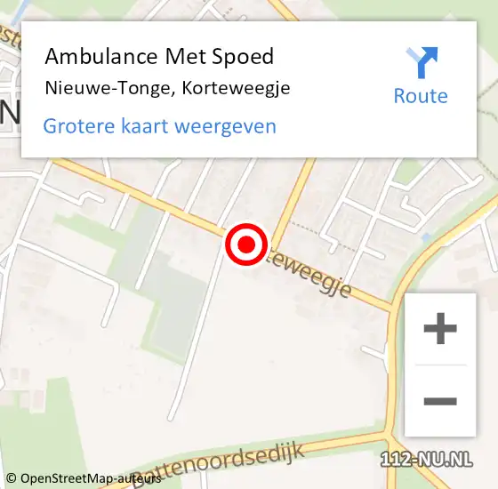 Locatie op kaart van de 112 melding: Ambulance Met Spoed Naar Nieuwe-Tonge, Korteweegje op 5 augustus 2015 11:39