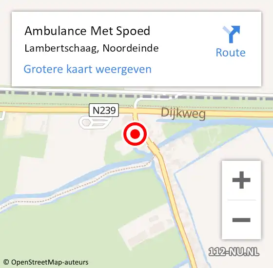 Locatie op kaart van de 112 melding: Ambulance Met Spoed Naar Lambertschaag, Noordeinde op 5 augustus 2015 12:15